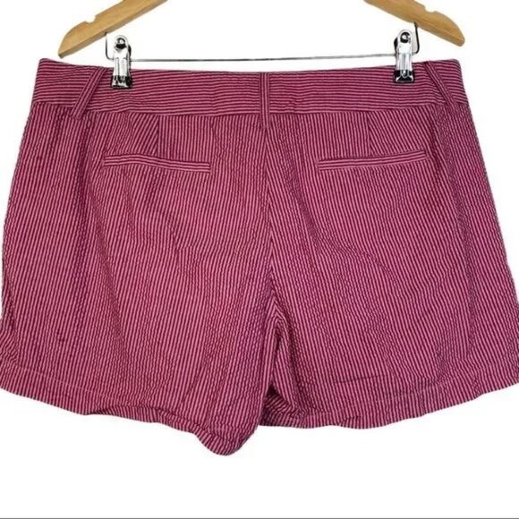 J.CREW WOMEN'S PLUS BURGUNDY/PINK STRIPED SHORTS SIZE 14-EUC - Picture 3 of 7